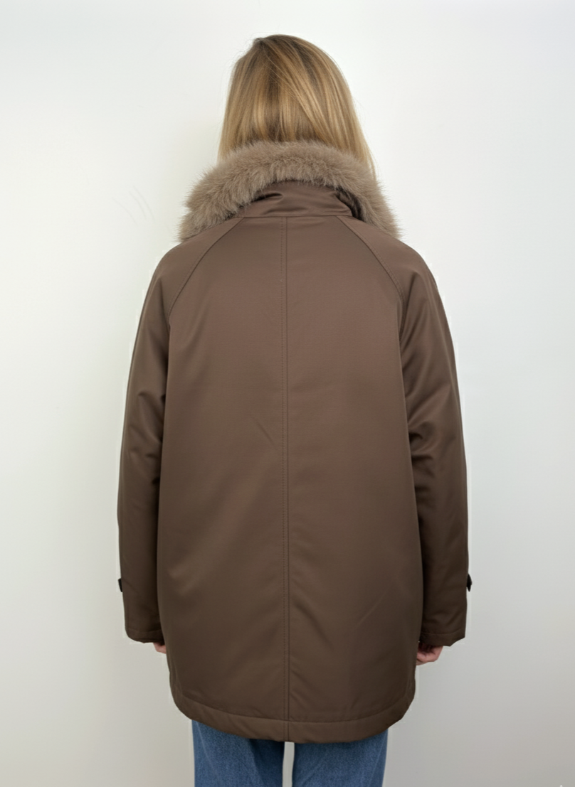 PARKA WITH REMOVABLE FAUX FUR COLLAR