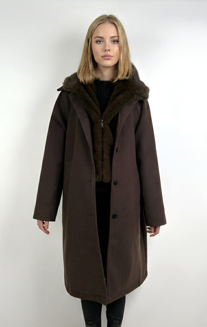 2-PIECE COAT WITH FAUX FUR