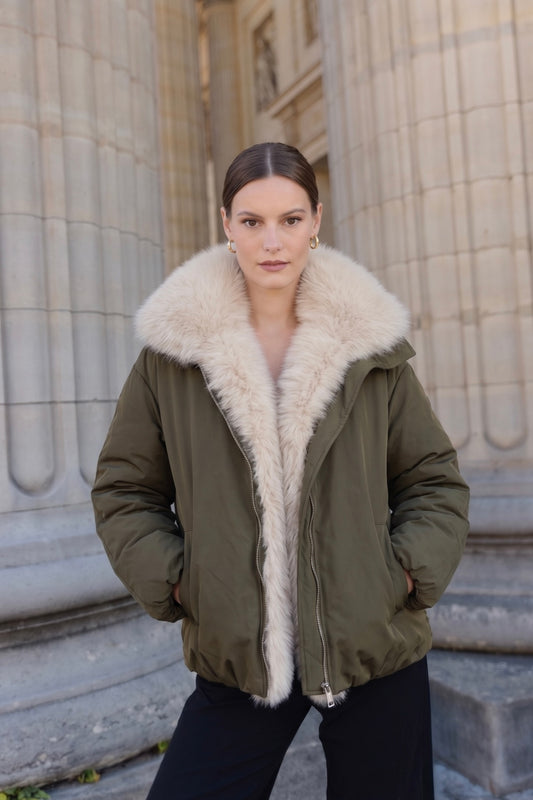 JACKET WITH FAUX FUR LINING