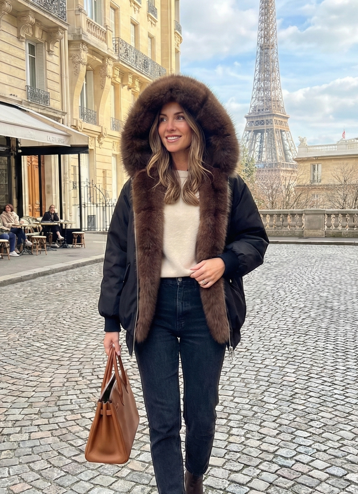 FAUX FUR HOODED JACKET