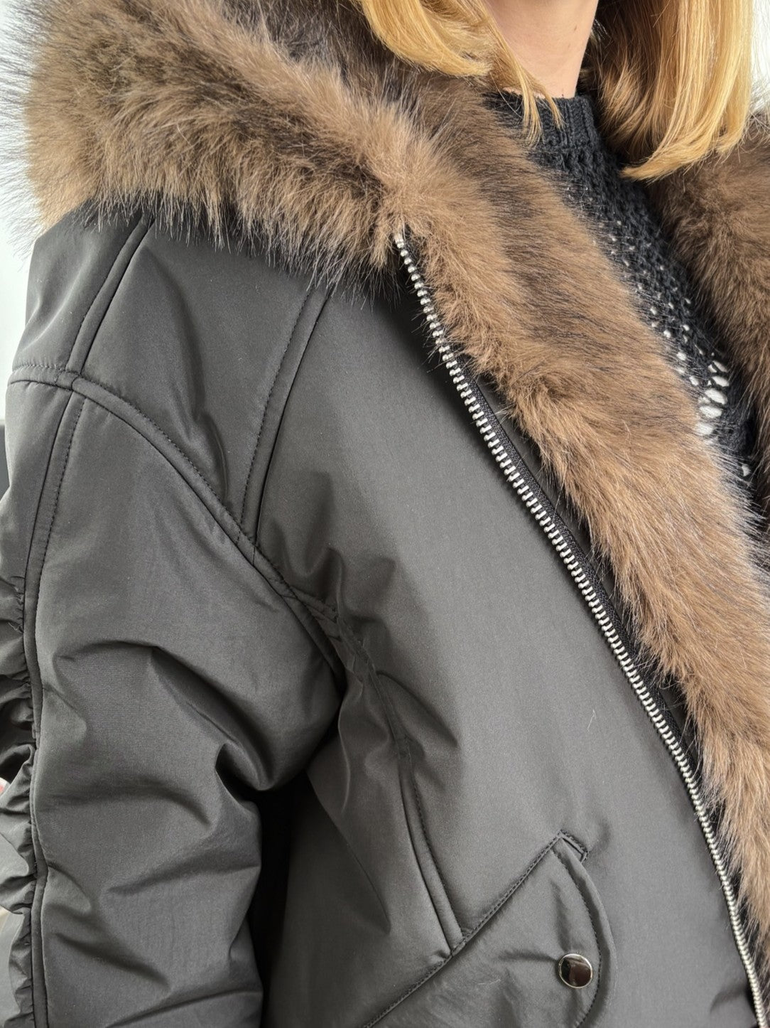 FAUX FUR HOODED JACKET