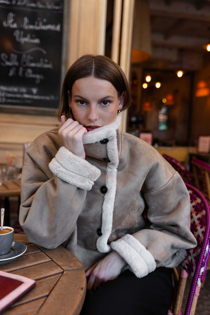MANTEAU COURT EFFET DAIM DOUBLE FACE - K-ZELL PARIS