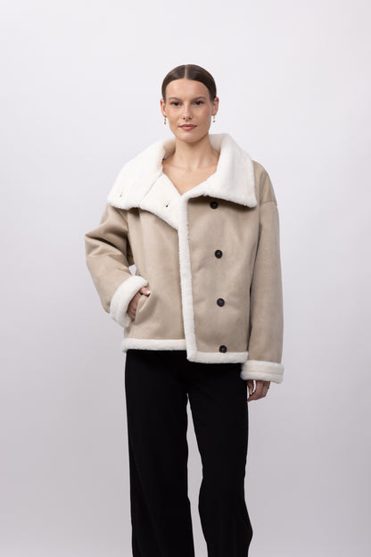 MANTEAU COURT EFFET DAIM DOUBLE FACE - K-ZELL PARIS
