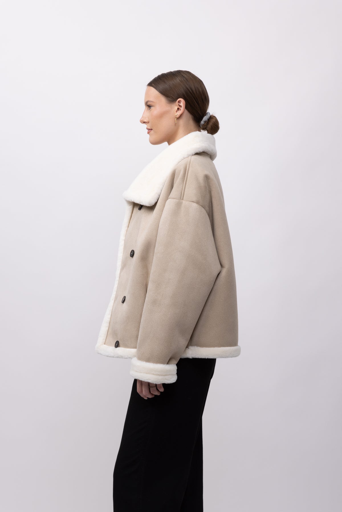 MANTEAU COURT EFFET DAIM DOUBLE FACE - K-ZELL PARIS
