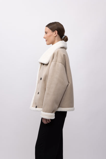 MANTEAU COURT EFFET DAIM DOUBLE FACE - K-ZELL PARIS