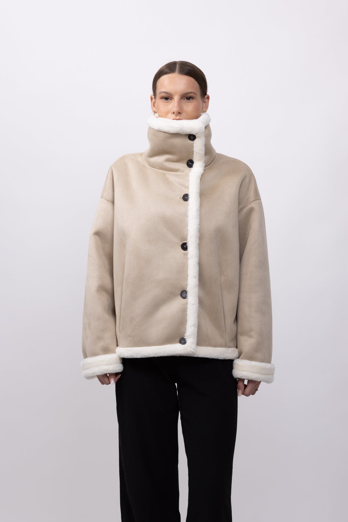 MANTEAU COURT EFFET DAIM DOUBLE FACE - K-ZELL PARIS