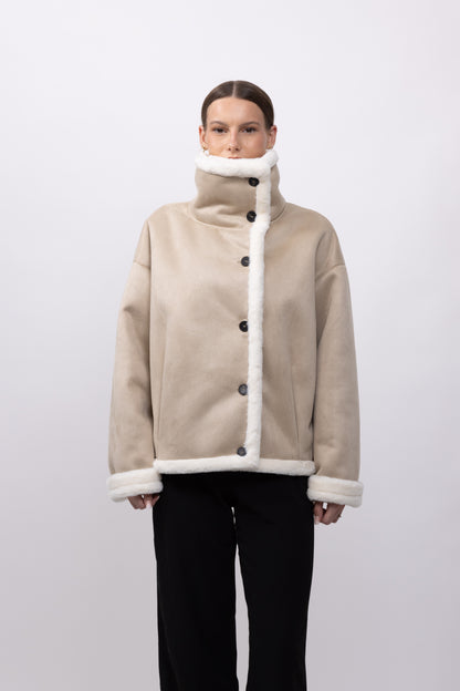 MANTEAU COURT EFFET DAIM DOUBLE FACE - K-ZELL PARIS