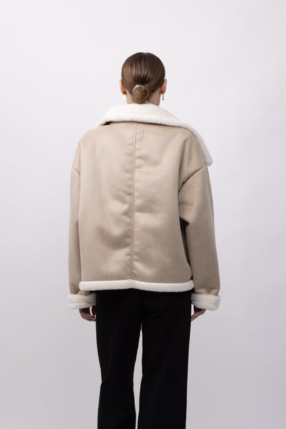 MANTEAU COURT EFFET DAIM DOUBLE FACE - K-ZELL PARIS