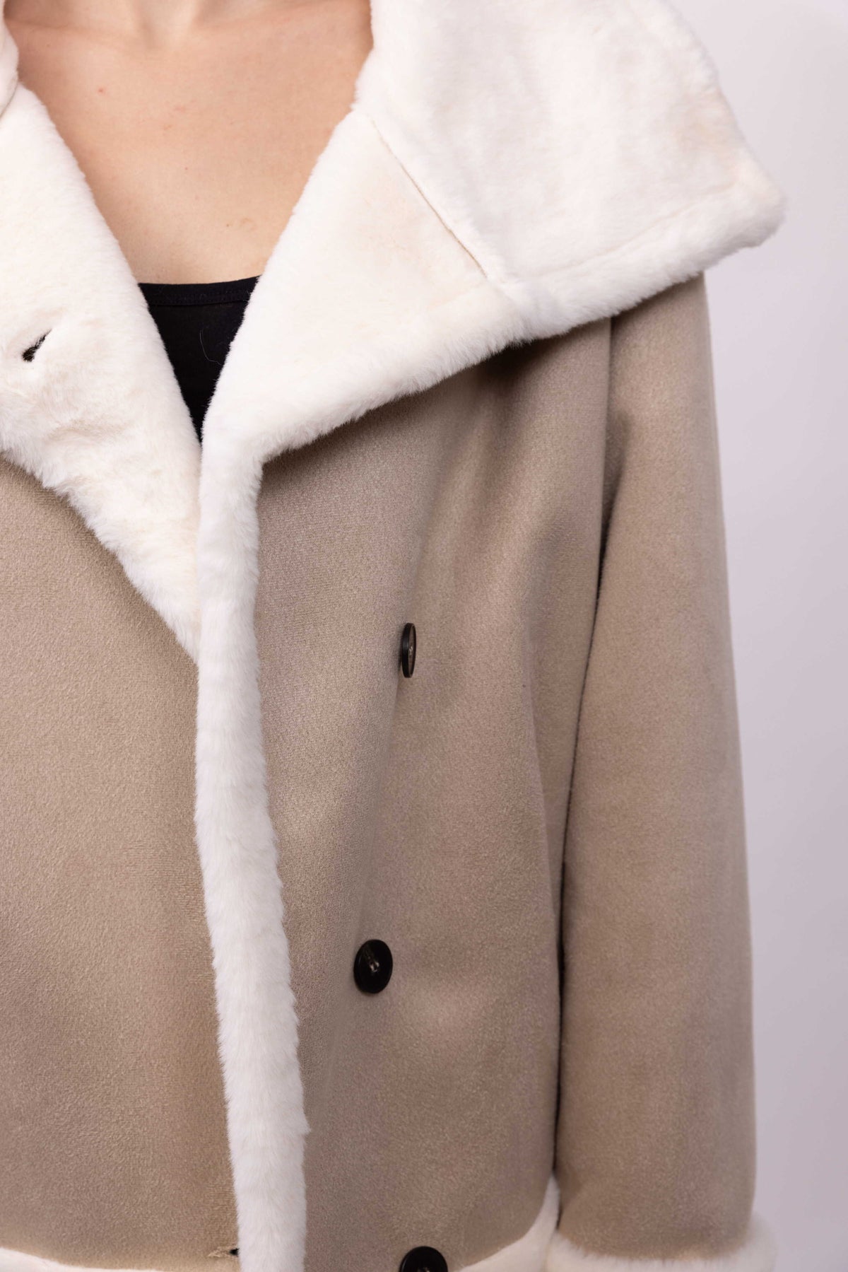 MANTEAU COURT EFFET DAIM DOUBLE FACE - K-ZELL PARIS