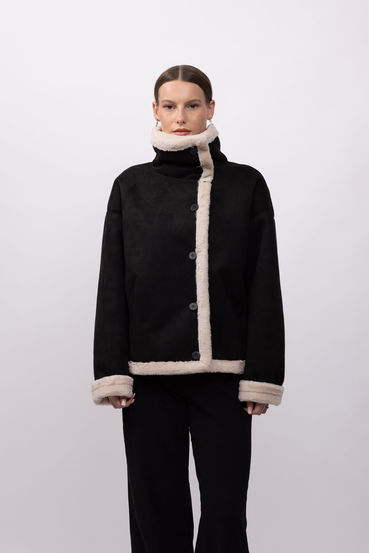 MANTEAU COURT EFFET DAIM DOUBLE FACE - K-ZELL PARIS