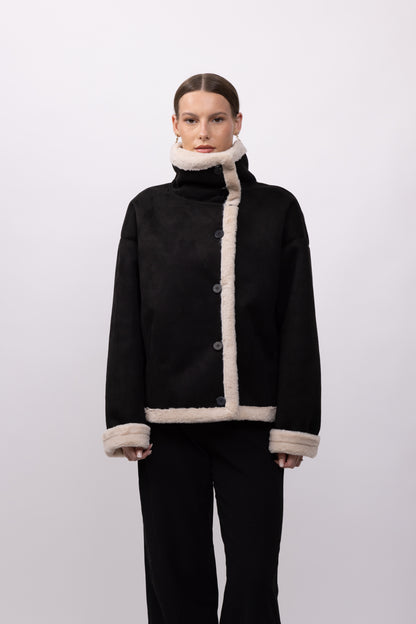 MANTEAU COURT EFFET DAIM DOUBLE FACE - K-ZELL PARIS