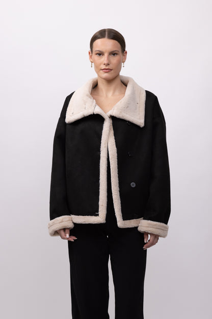 MANTEAU COURT EFFET DAIM DOUBLE FACE - K-ZELL PARIS