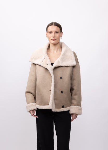 MANTEAU COURT EFFET DAIM DOUBLE FACE - K-ZELL PARIS