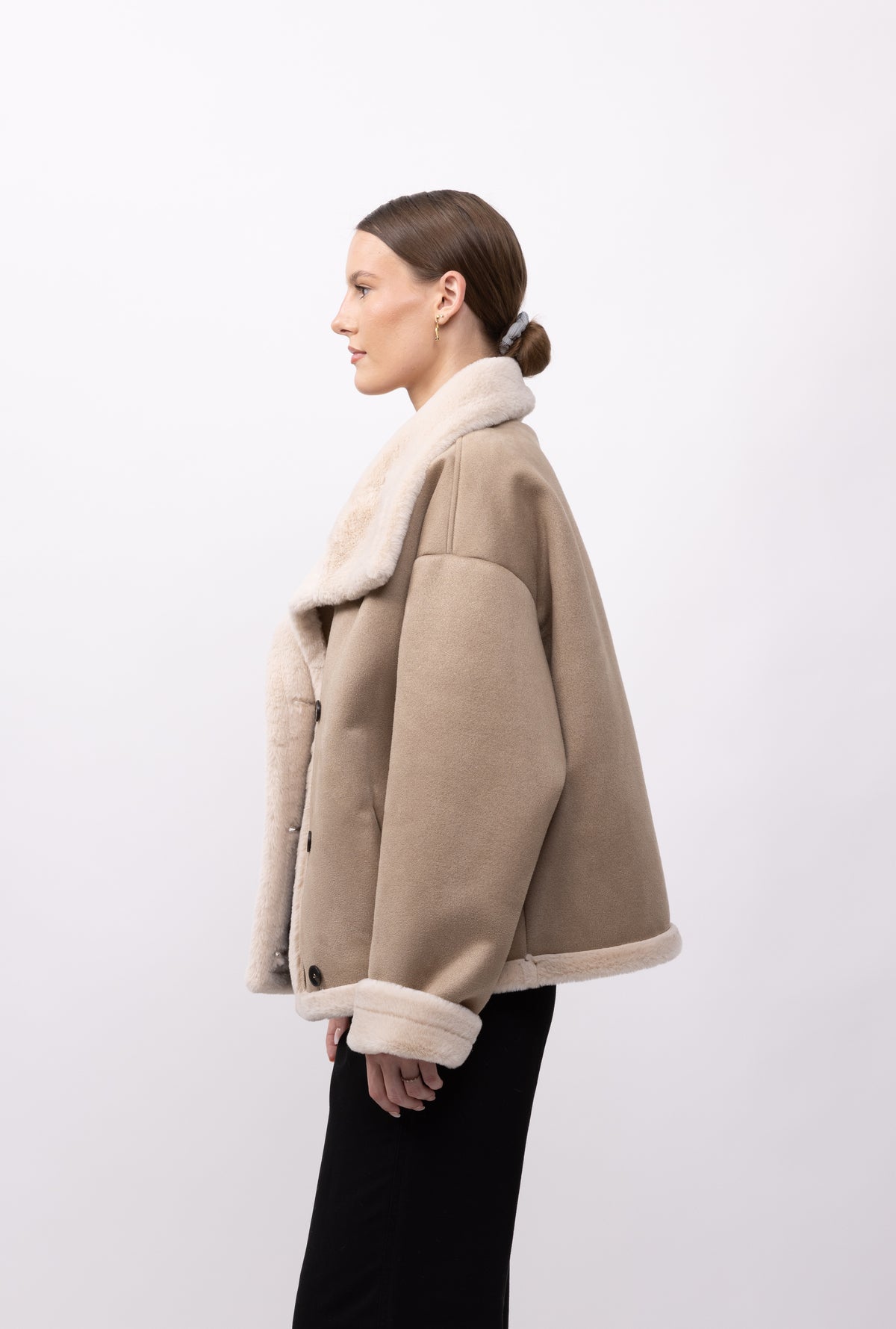 MANTEAU COURT EFFET DAIM DOUBLE FACE - K-ZELL PARIS