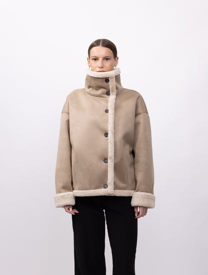 MANTEAU COURT EFFET DAIM DOUBLE FACE - K-ZELL PARIS