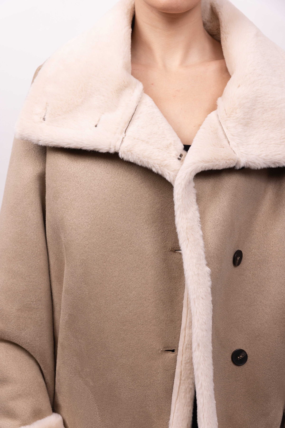 MANTEAU COURT EFFET DAIM DOUBLE FACE - K-ZELL PARIS