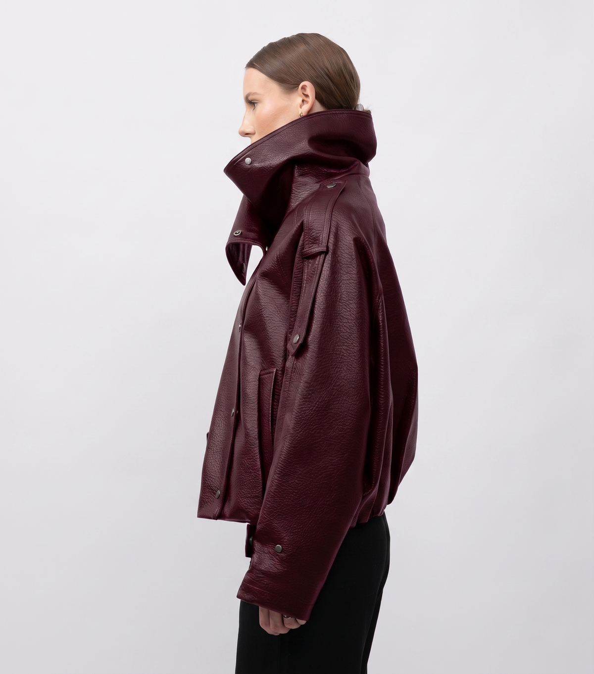 BLOUSON EN SIMILICUIR AVEC COL MONTANT - K-ZELL PARIS