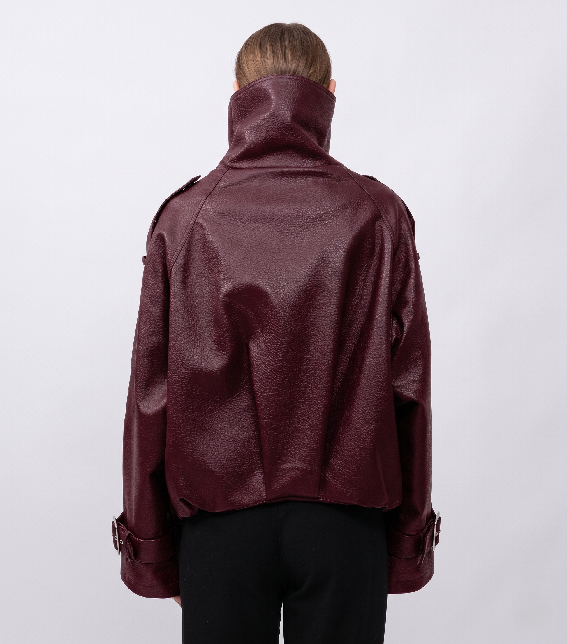 BLOUSON EN SIMILICUIR AVEC COL MONTANT - K-ZELL PARIS