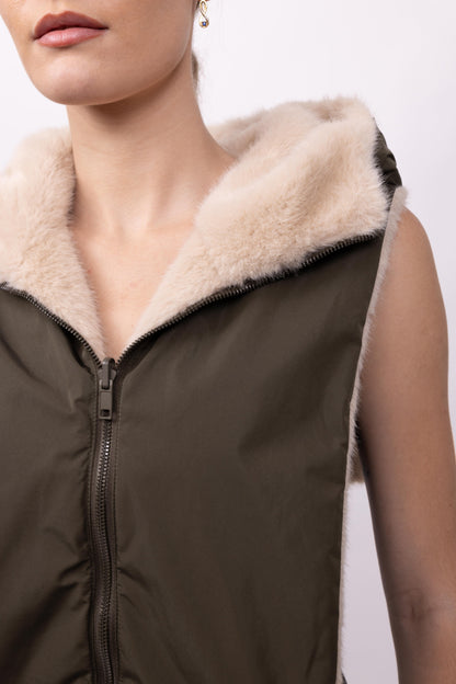 CAPUCHE DOUDOUNE REVERSIBLE FAUSSE FOURRURE - K-ZELL PARIS