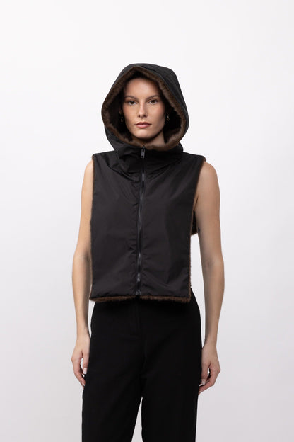 CAPUCHE DOUDOUNE REVERSIBLE FAUSSE FOURRURE - K-ZELL PARIS