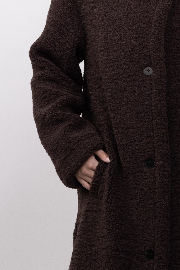 MANTEAU LONG EN FAUSSE FOURRURE MOUTON - K-ZELL PARIS