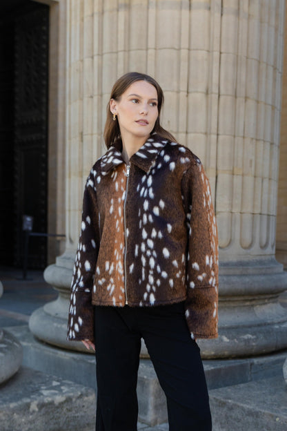VESTE FAUSSE FOURRURE AVEC IMPRIMÉ BAMBI - K-ZELL PARIS