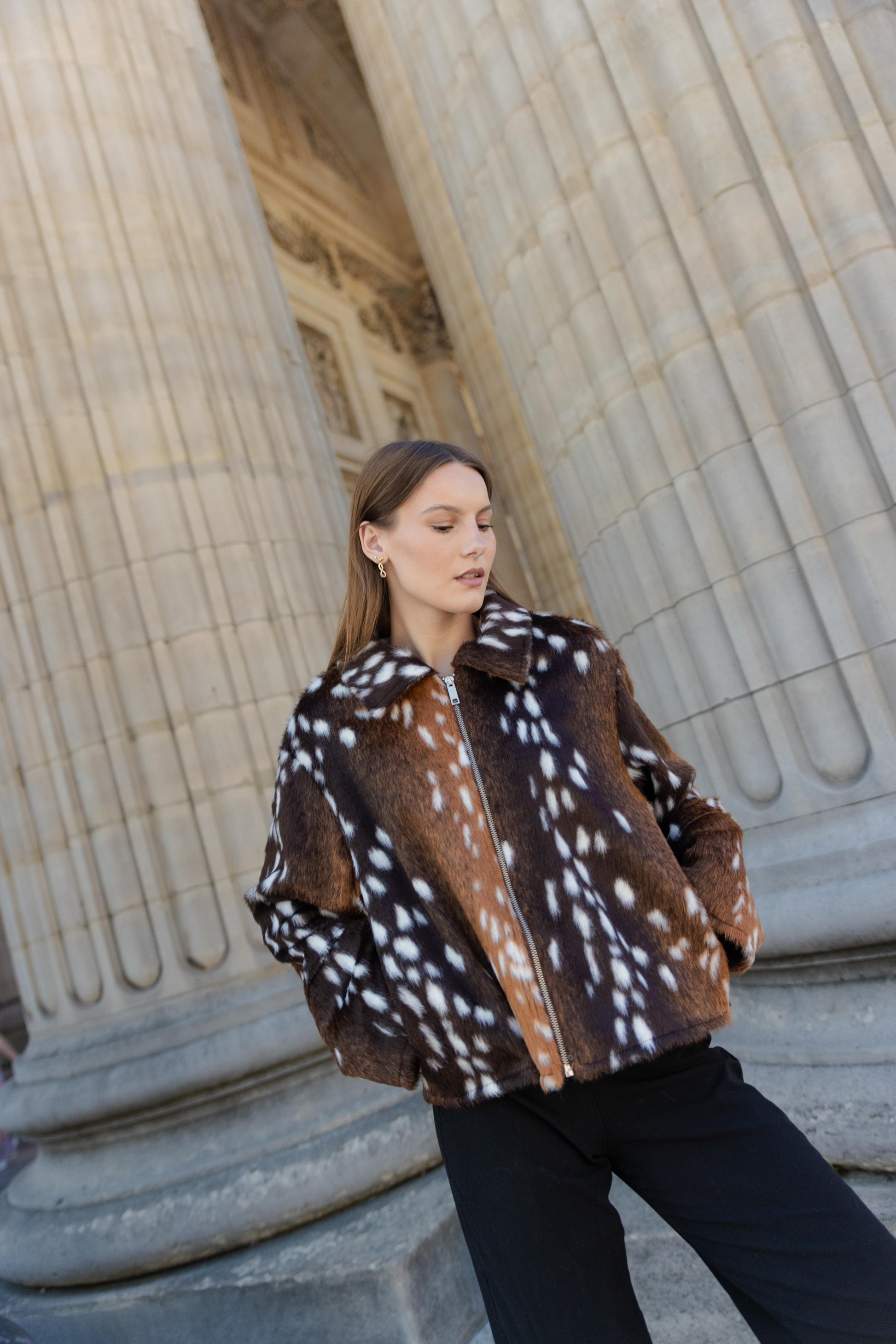 VESTE FAUSSE FOURRURE AVEC IMPRIMÉ BAMBI - K-ZELL PARIS