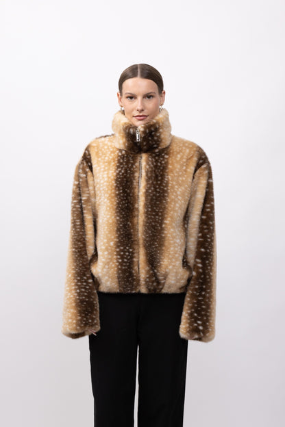 BLOUSON FAUSSE FOURRURE AVEC IMPRIMÉ BAMBI - K-ZELL PARIS