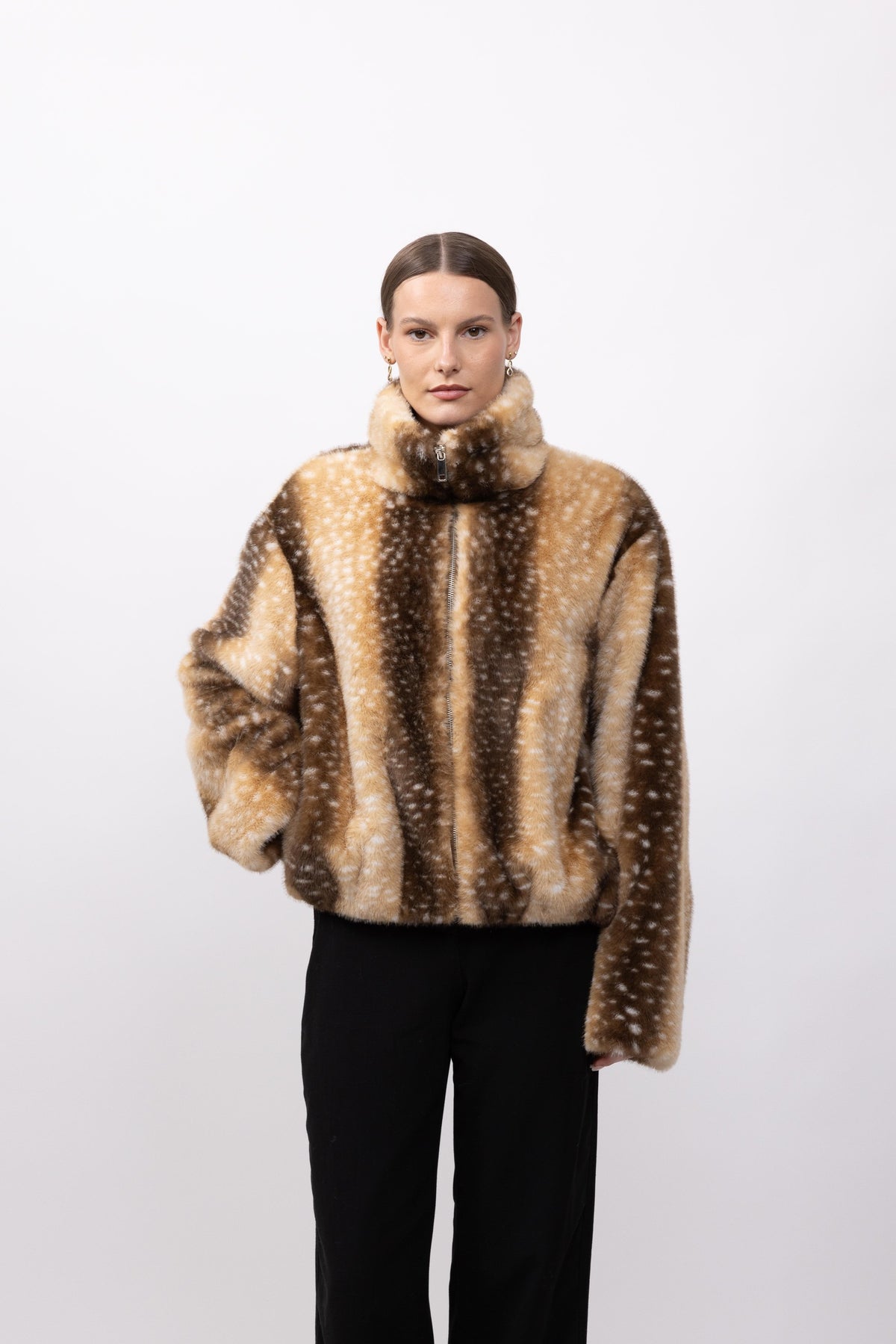BLOUSON FAUSSE FOURRURE AVEC IMPRIMÉ BAMBI - K-ZELL PARIS