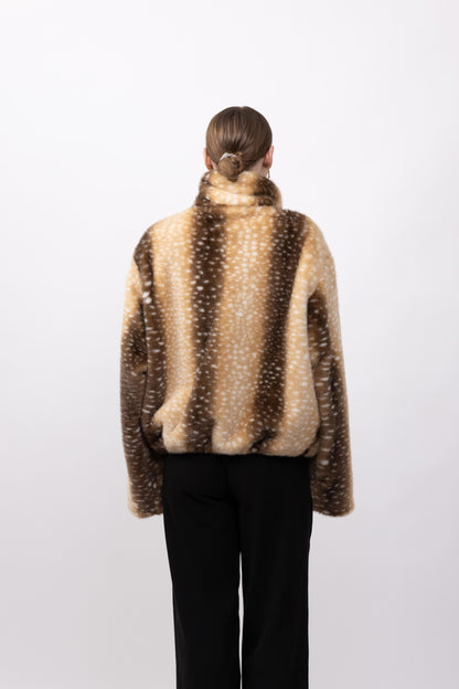 BLOUSON FAUSSE FOURRURE AVEC IMPRIMÉ BAMBI - K-ZELL PARIS