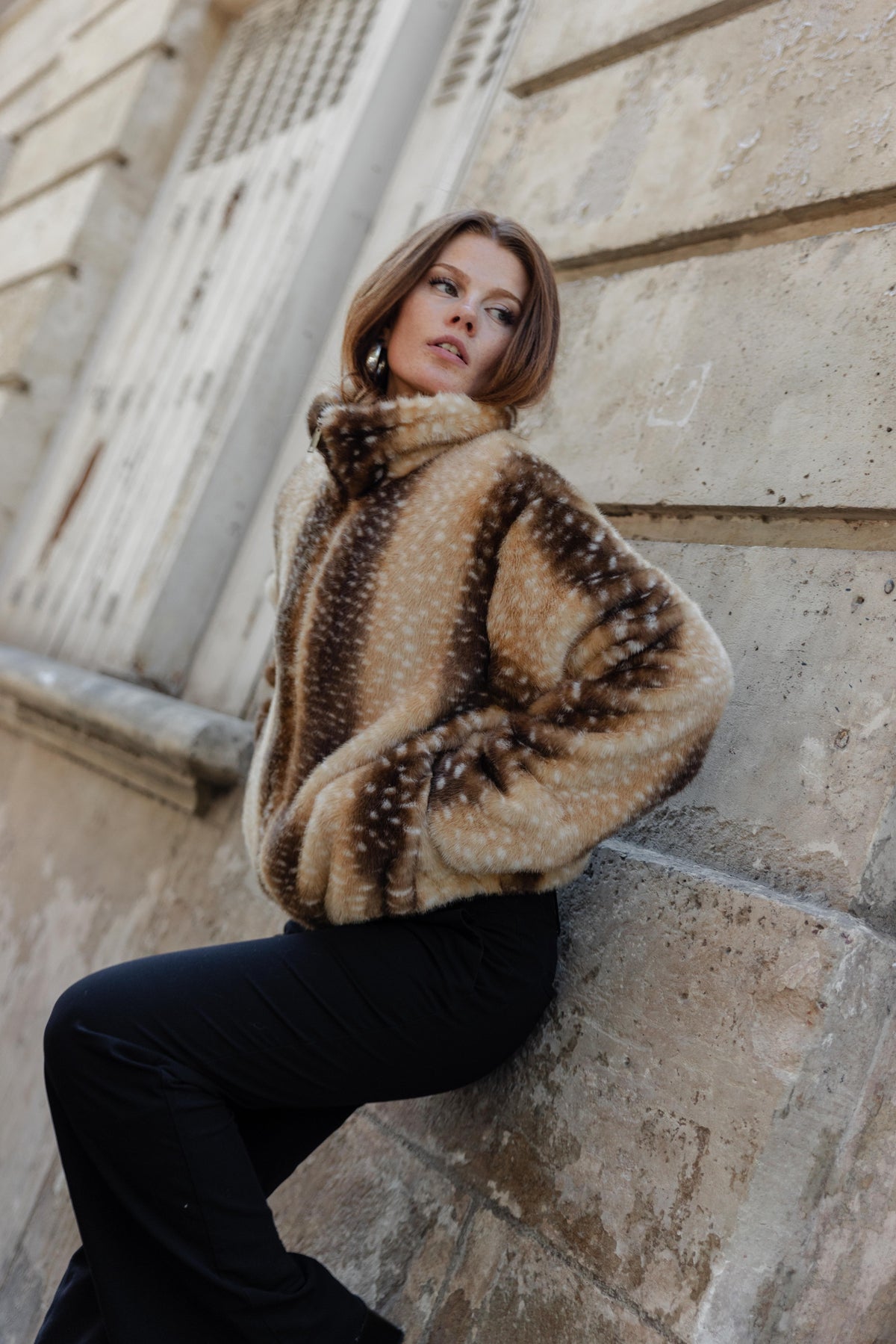 BLOUSON FAUSSE FOURRURE AVEC IMPRIMÉ BAMBI - K-ZELL PARIS