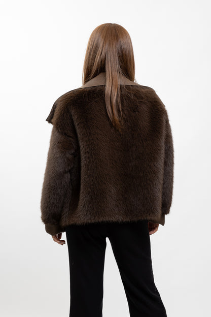REVERSIBLE FAUX FUR SHORT COAT