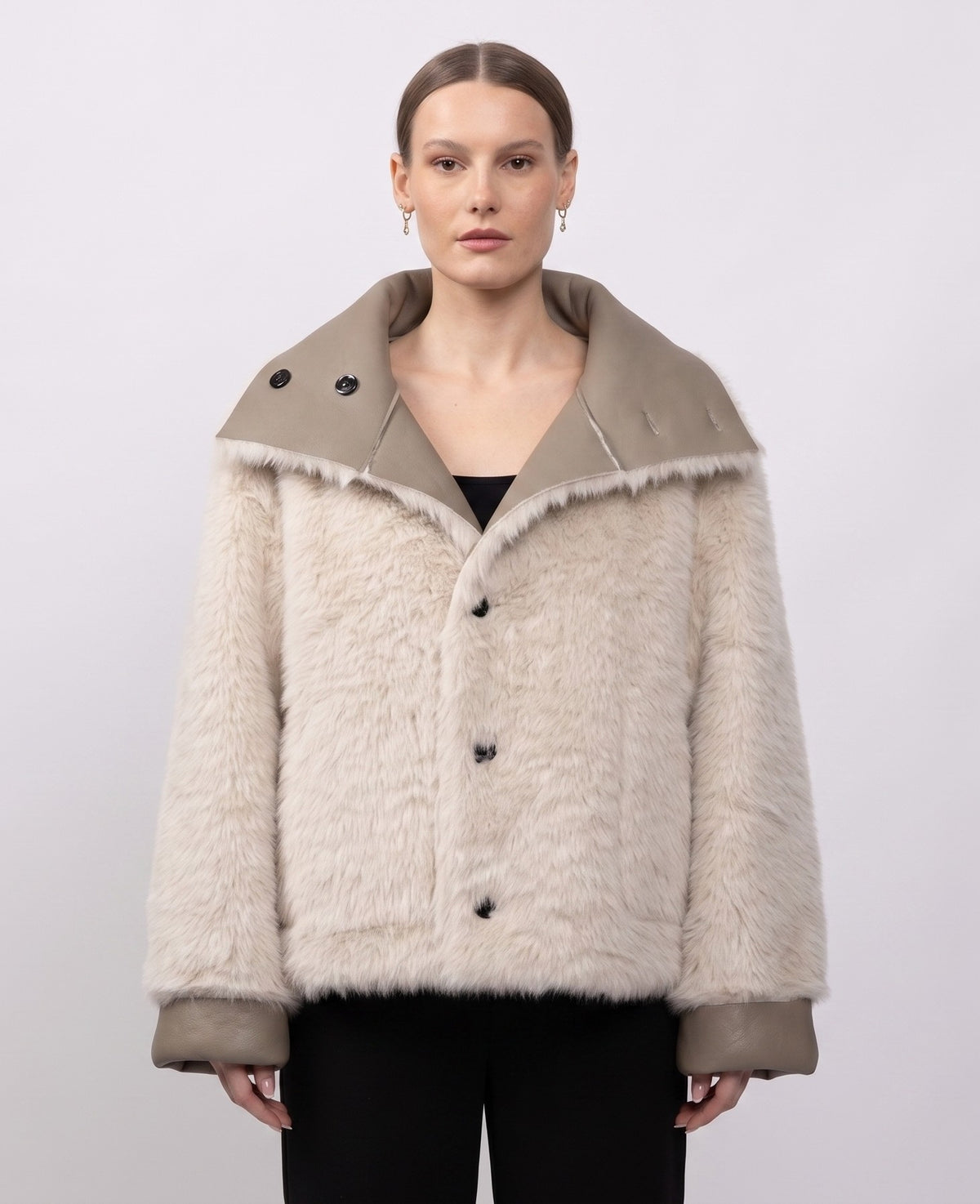 REVERSIBLE FAUX FUR SHORT COAT