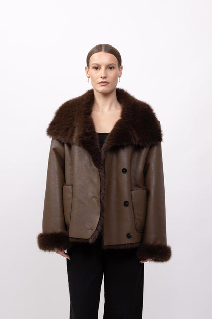 REVERSIBLE FAUX FUR SHORT COAT