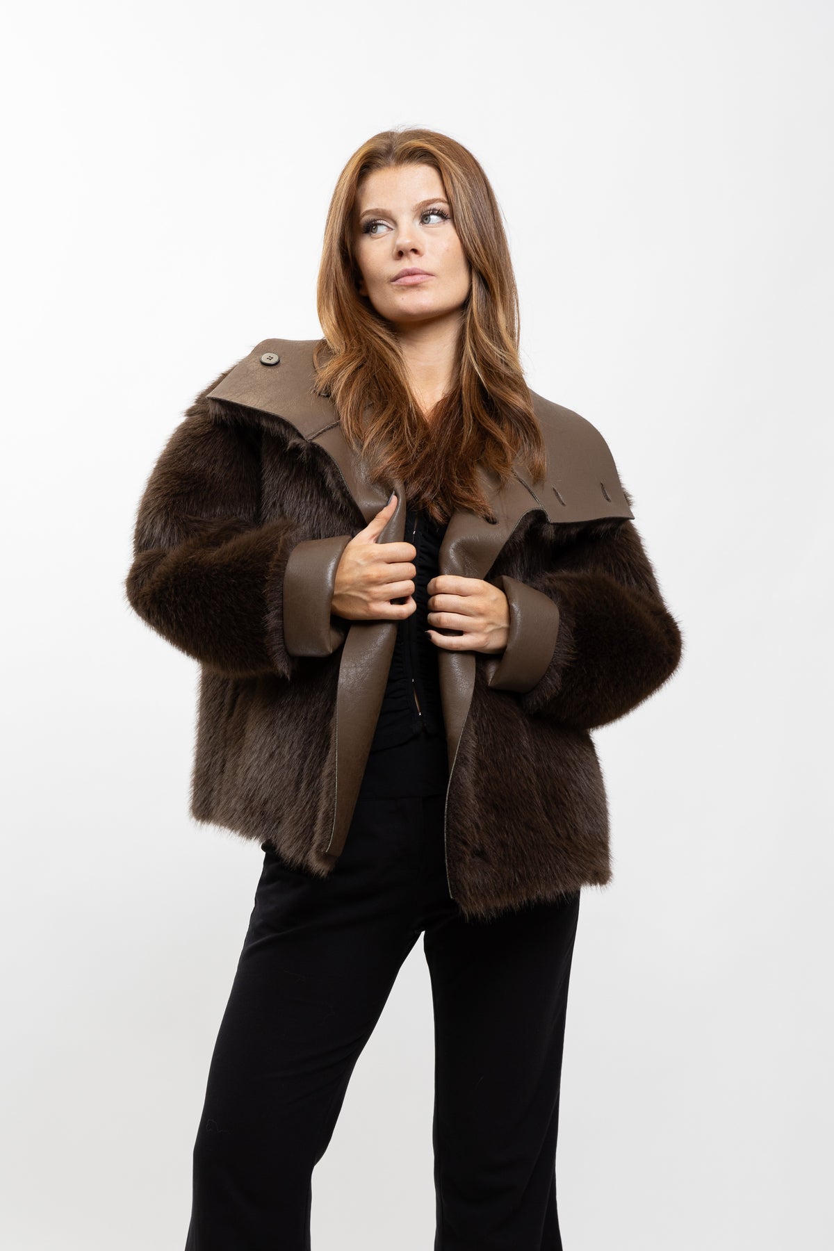 REVERSIBLE FAUX FUR SHORT COAT