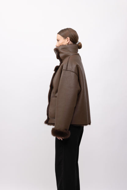 REVERSIBLE FAUX FUR SHORT COAT