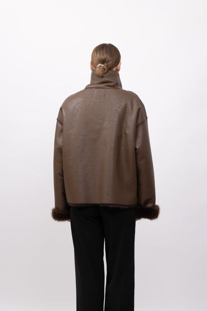 REVERSIBLE FAUX FUR SHORT COAT