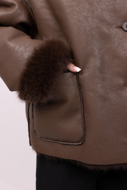 REVERSIBLE FAUX FUR SHORT COAT