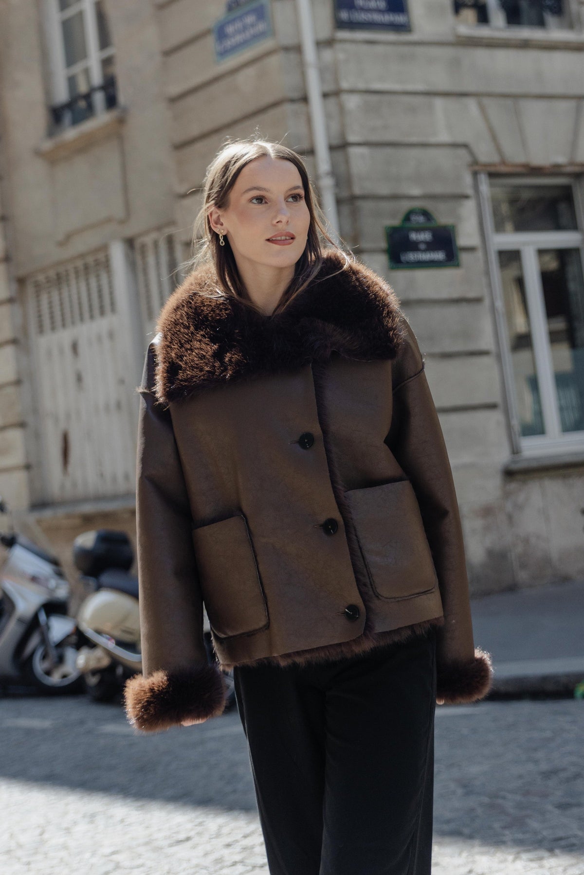 REVERSIBLE FAUX FUR SHORT COAT