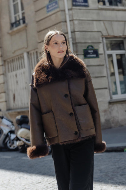 REVERSIBLE FAUX FUR SHORT COAT