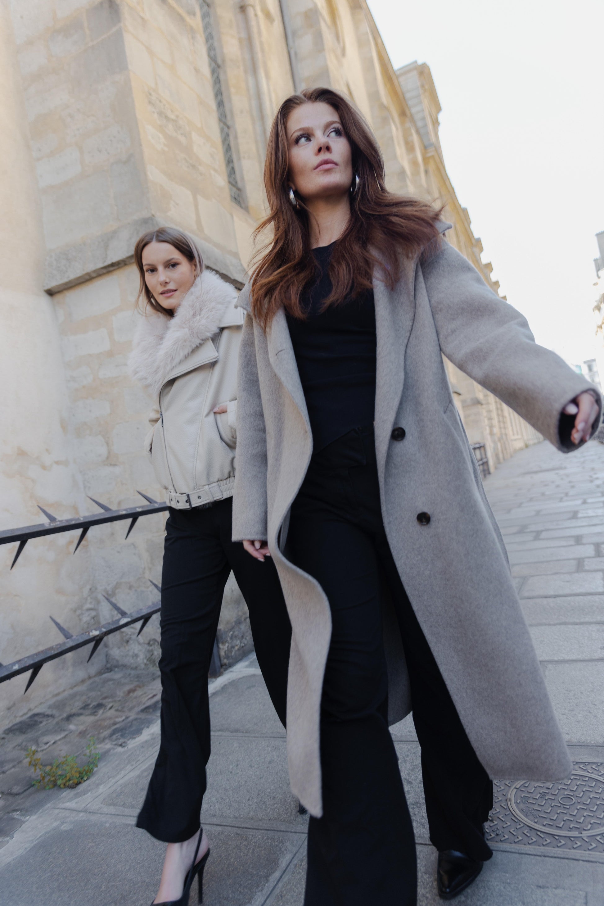 MANTEAU LAINE À COL MONTANT - FAIT MAIN - K-ZELL PARIS