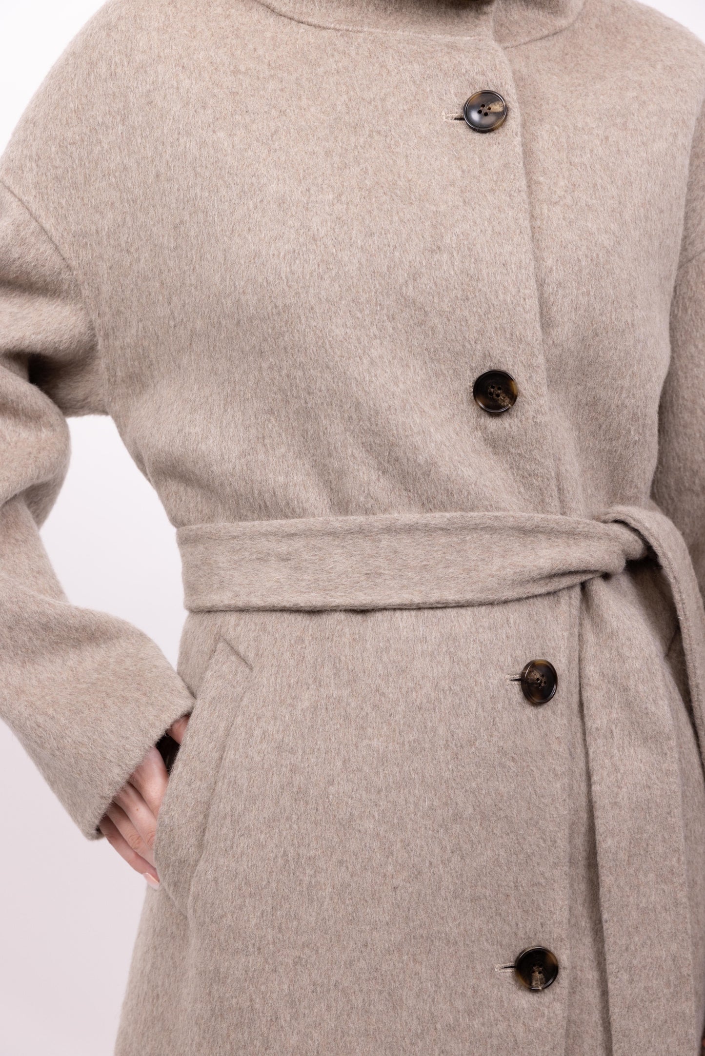 MANTEAU LAINE À COL MONTANT - FAIT MAIN - K-ZELL PARIS