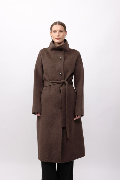 MANTEAU LAINE À COL MONTANT - FAIT MAIN - K-ZELL PARIS
