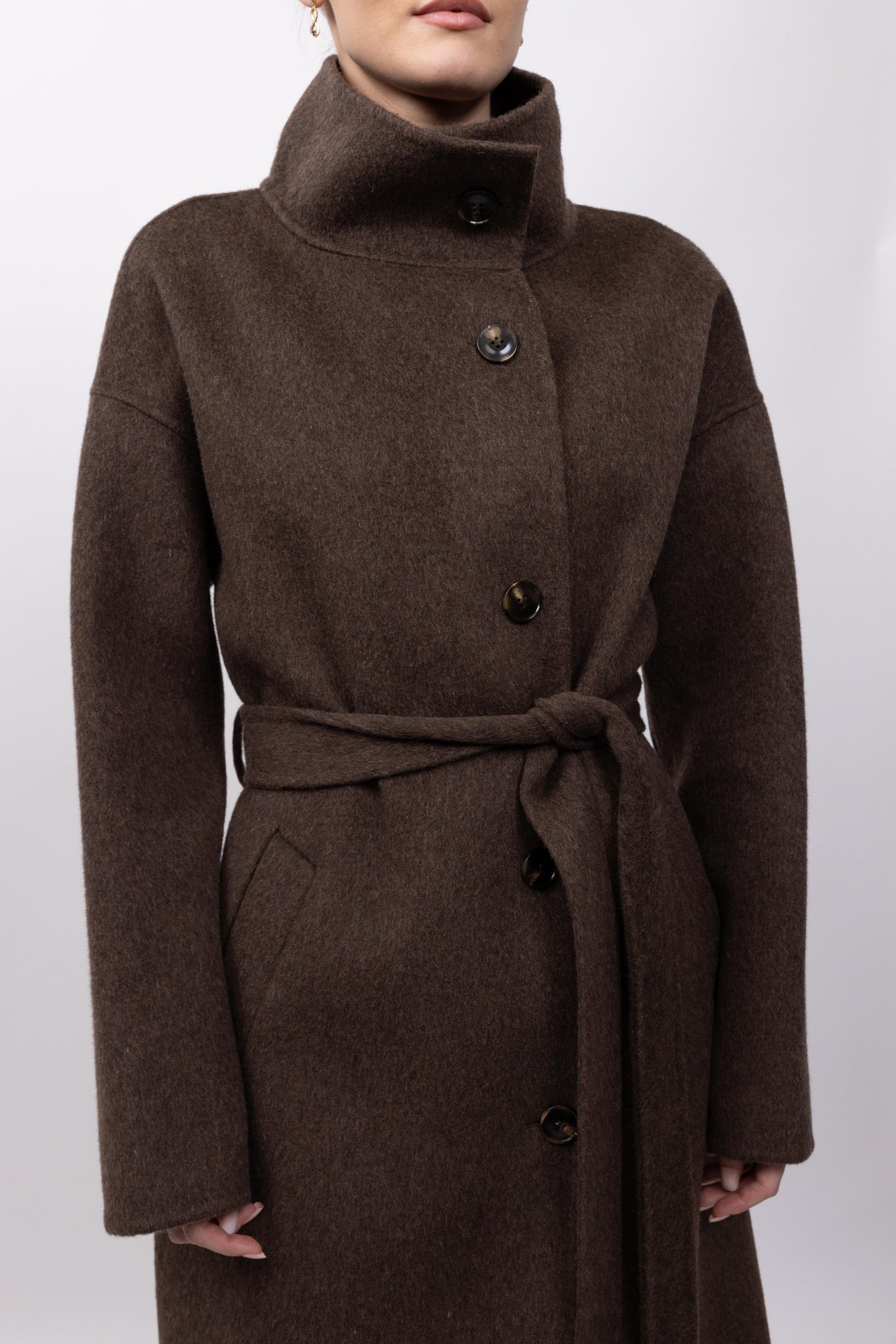 MANTEAU LAINE À COL MONTANT - FAIT MAIN - K-ZELL PARIS