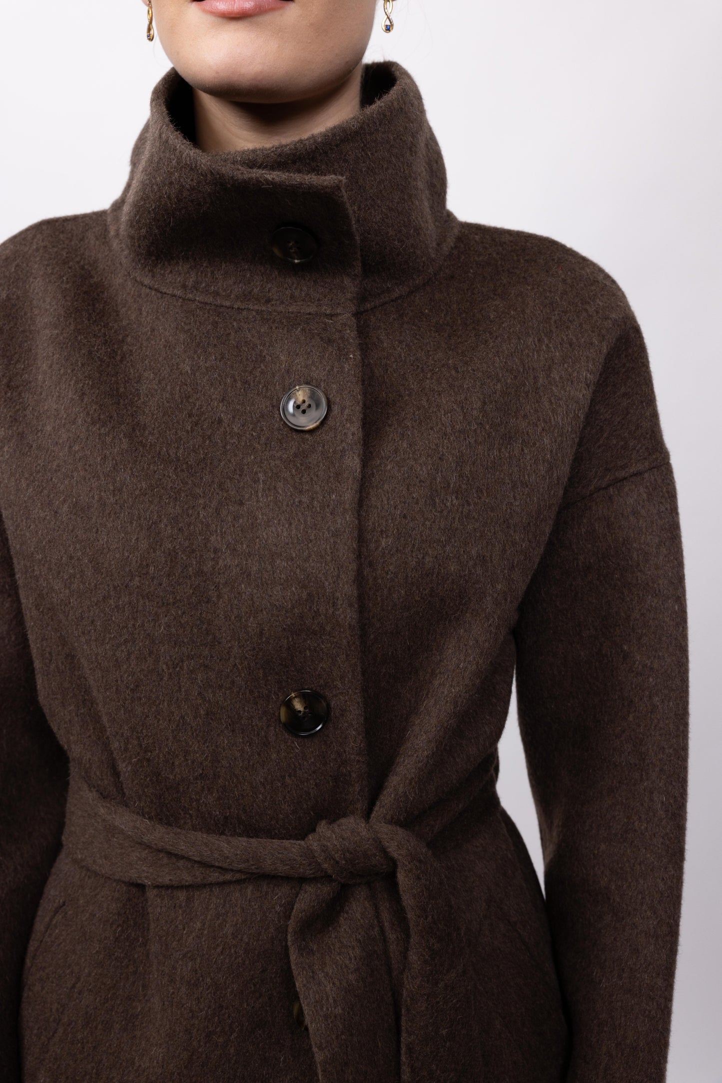 MANTEAU LAINE À COL MONTANT - FAIT MAIN - K-ZELL PARIS