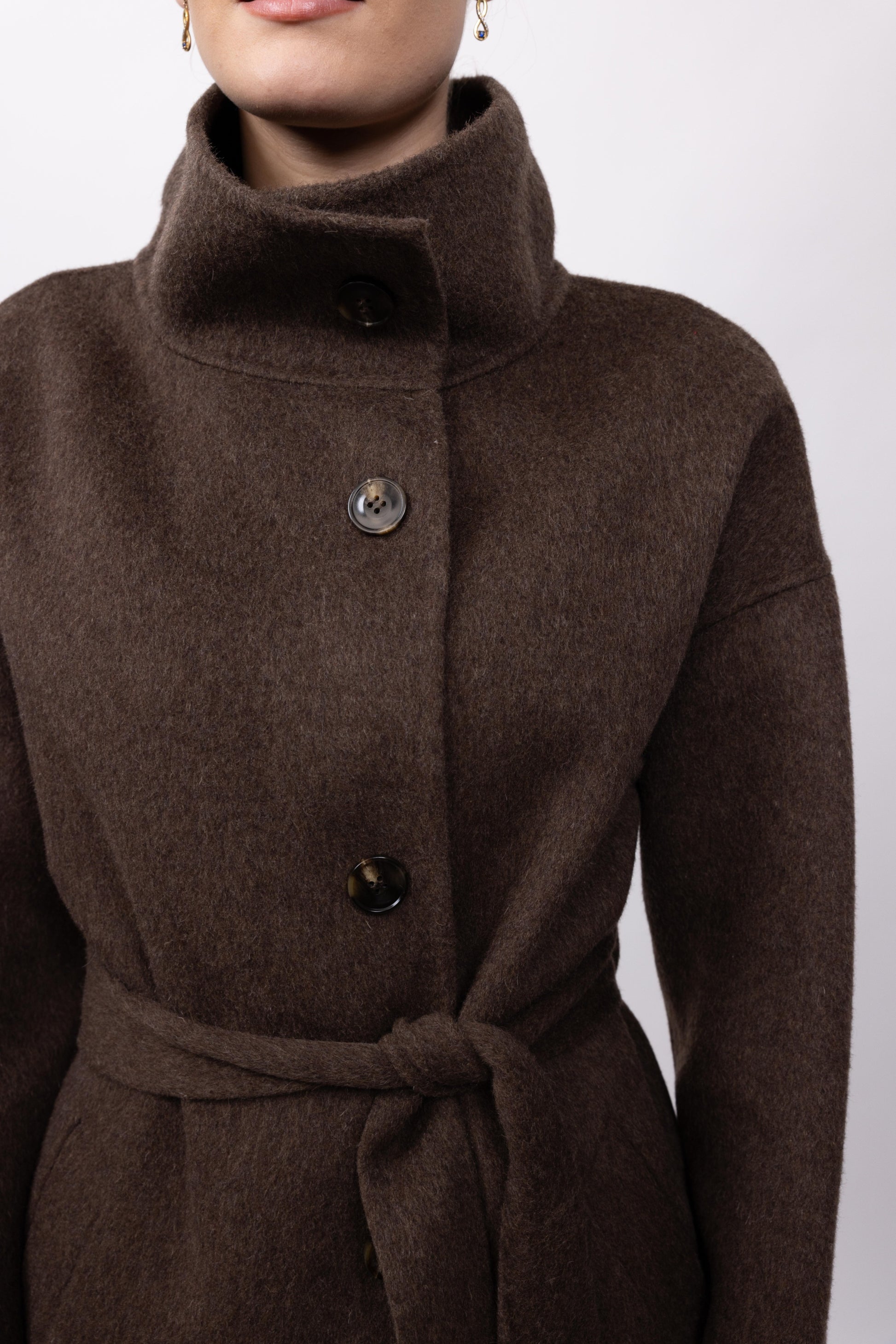 MANTEAU LAINE À COL MONTANT - FAIT MAIN - K-ZELL PARIS
