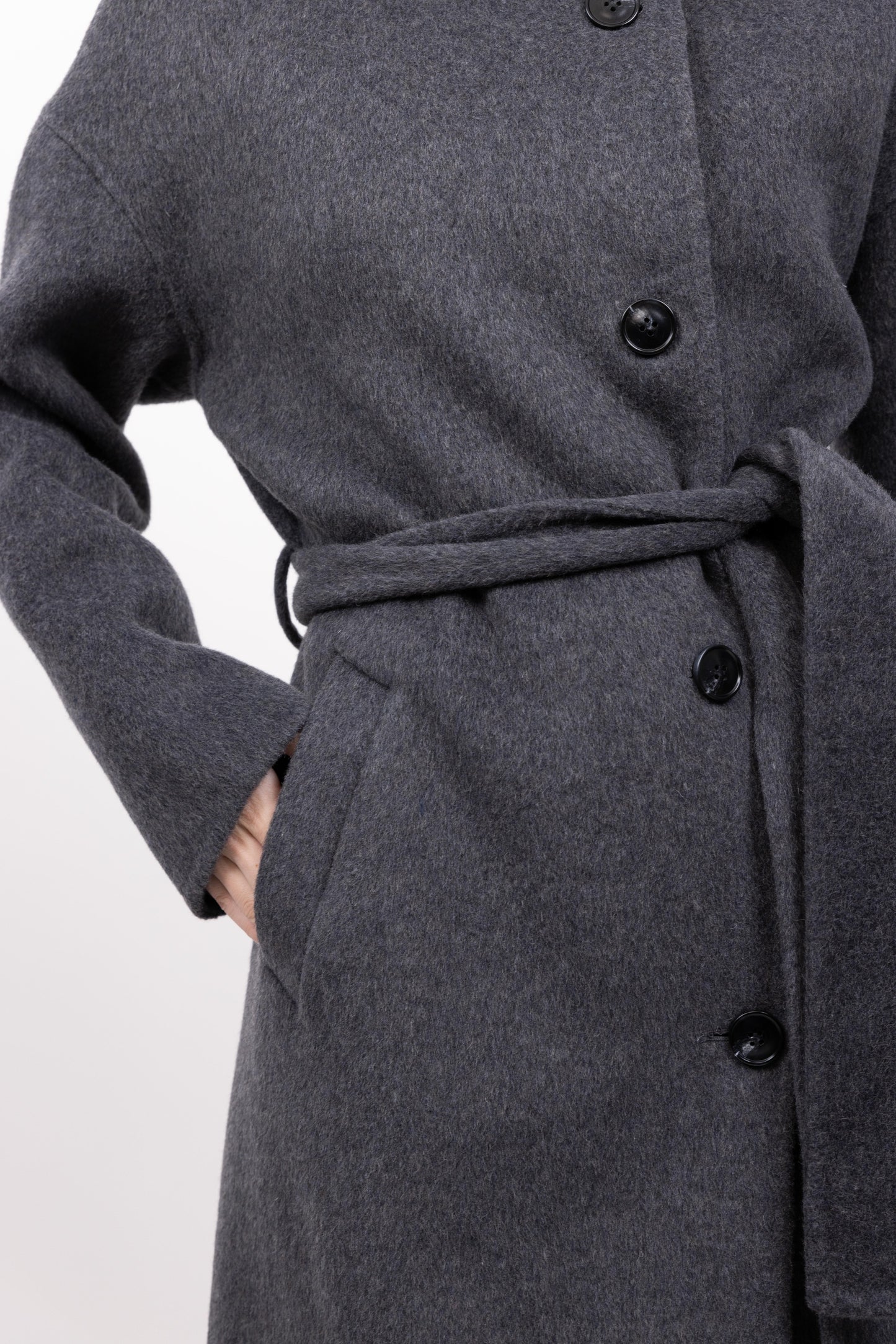 MANTEAU LAINE À COL MONTANT - FAIT MAIN - K-ZELL PARIS