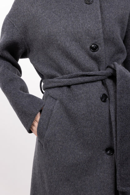 MANTEAU LAINE À COL MONTANT - FAIT MAIN - K-ZELL PARIS