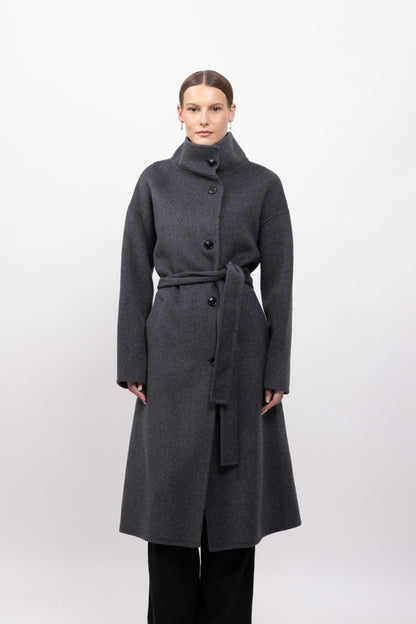 MANTEAU LAINE À COL MONTANT - FAIT MAIN - K-ZELL PARIS