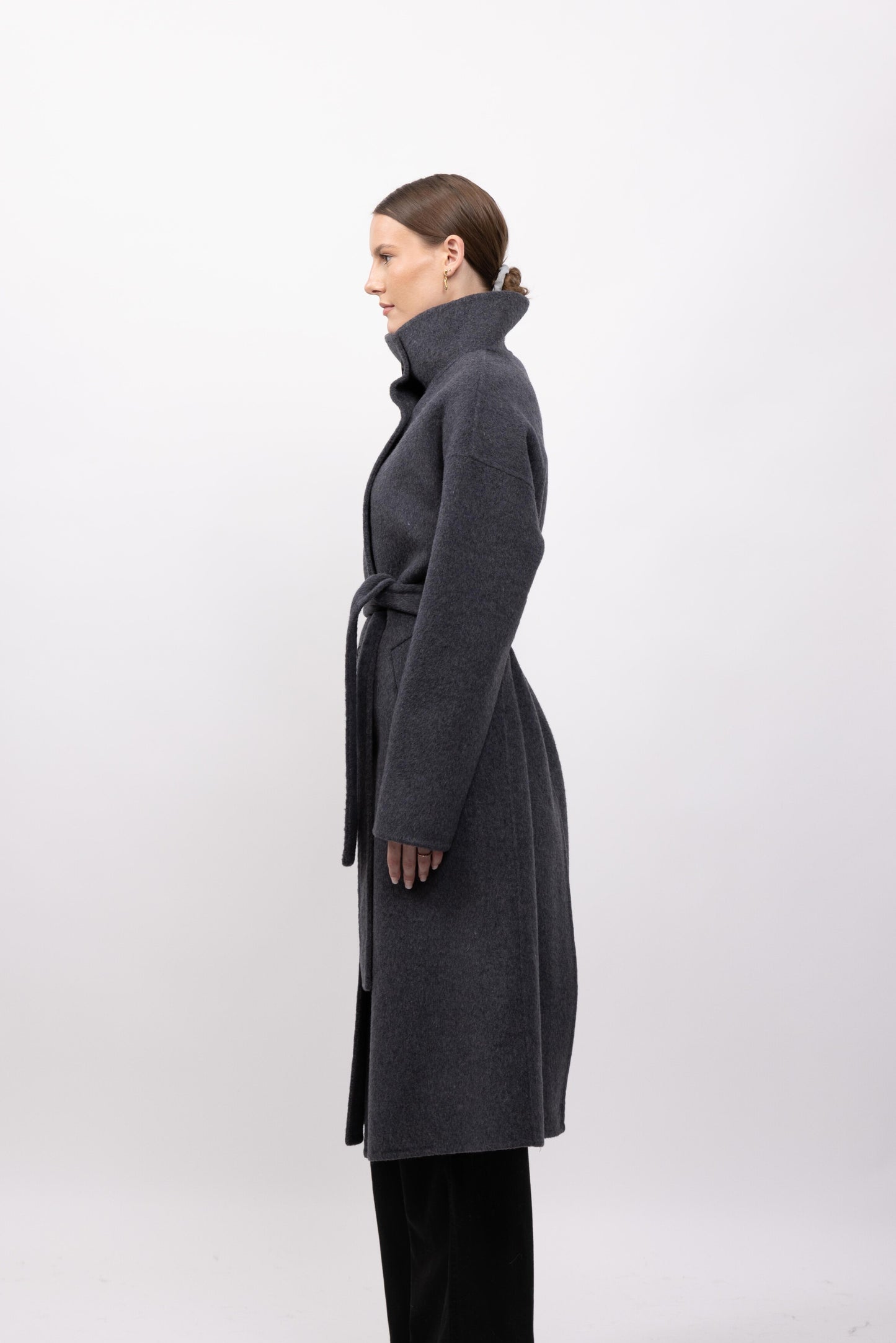 MANTEAU LAINE À COL MONTANT - FAIT MAIN - K-ZELL PARIS